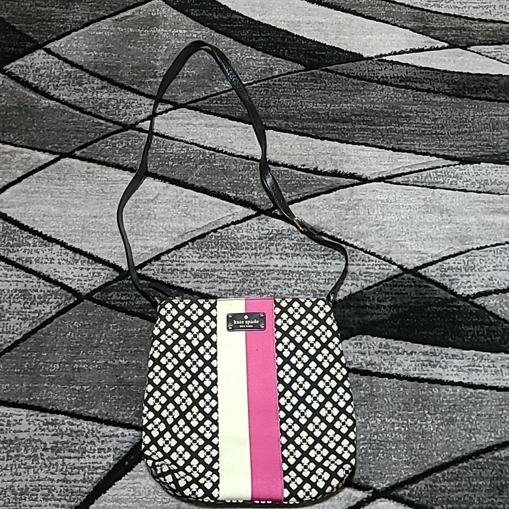 KATE SPADE CANVAS STRIPE MONOGRAM CROSSBODY SHOULDER BAG